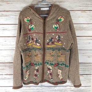 Victoria Jones Brown Christmas Sweater, Large